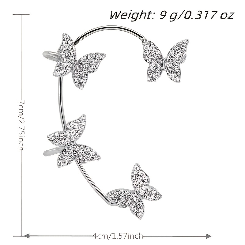 Butterfly Ear Clips for Women Hypoallergenic Copper Synthetic Zirconia